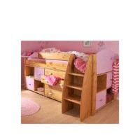 Stompa Rondo Kids Natural Midsleeper Bed in Lilac with Chest and Double Storage