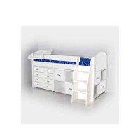 Stompa Rondo Kids White Midsleeper Bed with Chest and Double Storage