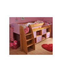 Stompa Rondo Kids Natural Midsleeper Bed in Lilac with Double Storage
