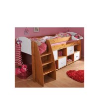 Stompa Rondo Kids Natural Midsleeper Bed in White with Double Storage