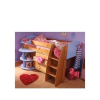 Stompa Rondo Kids Natural Midsleeper Bed in Blue with Desk and Chest