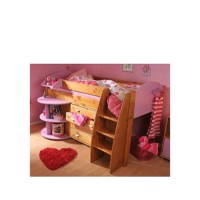 Stompa Rondo Kids Natural Midsleeper Bed in Lilac with Desk and Chest