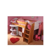 Stompa Rondo Kids Natural Midsleeper Bed in White with Desk and Storage