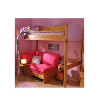 Stompa Casa Kids Natural Highsleeper Bed in Lilac with Pink Sofa Bed