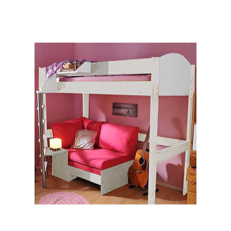 Stompa Combo Kids White Highsleeper Bed with Blue Denim Sofa Bed