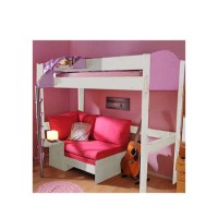 Stompa Casa Kids White Highsleeper Bed in Lilac with Pink Sofa Bed