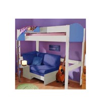 Stompa Casa Kids White Highsleeper Bed in Blue with Pink Sofa Bed
