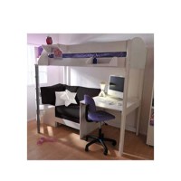 Stompa Combo Kids White Highsleeper Bed with Blue Denim Sofa Bed and Desk