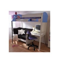 Stompa Combo Kids White Highsleeper Bed in Blue with Black Sofa Bed and Desk