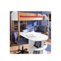 Stompa Casa Kids Natural Highsleeper Bed in White with Pink Sofa Bed Desk and Shelving 