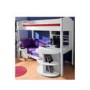 Stompa Combo Kids White Highsleeper Bed with Blue Denim Sofa Bed Desk and Shelving