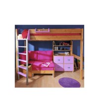 Stompa Combo Kids Natural Highsleeper Bed in Lilac with Pink Sofa Bed Shelving and Storage 