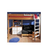 Stompa Casa Kids Natural Highsleeper Bed in White with Pink Sofa Bed Shelving and Storage 