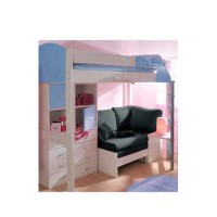 Stompa Casa Kids White Highsleeper Bed in Blue with Sofa Bed Chest and Storage - pink sofa bed