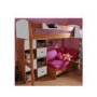 Stompa Combo Kids Natural Highsleeper Bed in White with Lilac Denim Sofa Bed and Double Storage 