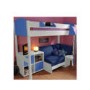 Stompa Combo Kids White Highsleeper Bed in Blue with Black Sofa Bed and Storage
