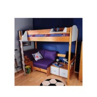 Stompa Casa Kids Natural Highsleeper Bed in White with Pink Sofa Bed and TV Unit