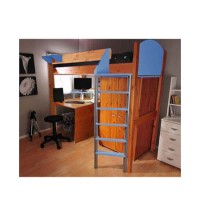 Stompa Casa Kids Natural Highsleeper Bed in Blue with Desk and Wardrobe
