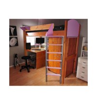 Stompa Casa Kids Natural Highsleeper Bed in Lilac with Desk and Wardrobe