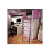Stompa Casa Kids White Highsleeper Bed in Lilac with Desk and Wardrobe