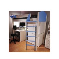 Stompa Casa Kids White Highsleeper Bed in Blue with Desk and Wardrobe