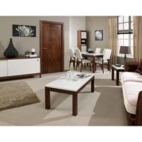 LPD Strata Solid Walnut and High Gloss Living and Dining Room Furniture Set - with 4 chairs