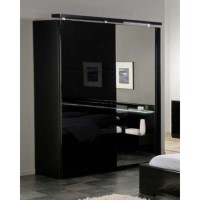 Amy Black 2 Door Mirrored Wardrobe