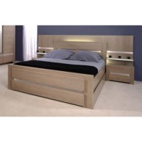 Shada Bed in Ash Oak with Headboard Surround and 2 Bedside Chests