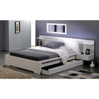 Amy White Bed and Headboard with Light Fitting and Underbed Drawers