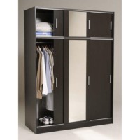 Alora Sliding 3 Door Mirrored Wardrobe in Wenge