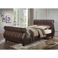 Birlea Furniture Marseille Brown Upholstered Sleigh Bed Frame - Kingsize