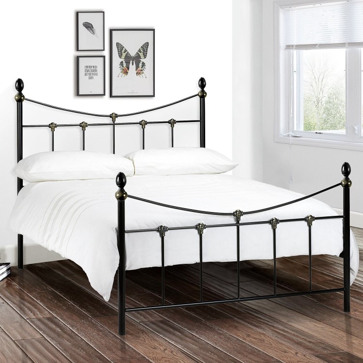 Black Metal Double Bed Frame - Rebecca - Julian Bowen