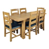 Newlyn Oak Large Extending Dining Set with 6 Slatted Back Chairs