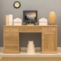 Baumhaus Mobel Solid Oak Twin Pedestal Desk