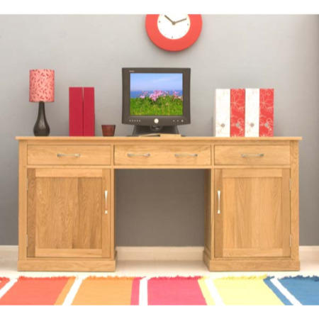 Baumhaus Mobel Solid Oak Twin Pedestal Hideaway Desk