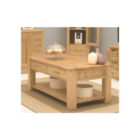 Baumhaus Mobel Solid Oak Storage Rectangular Coffee Table