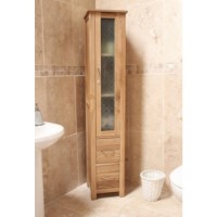 Baumhaus Mobel Solid Oak Large Glazed Bathroom Cabinet