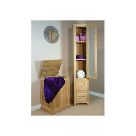 Baumhaus Mobel Solid Oak Large Glazed Bathroom Cabinet