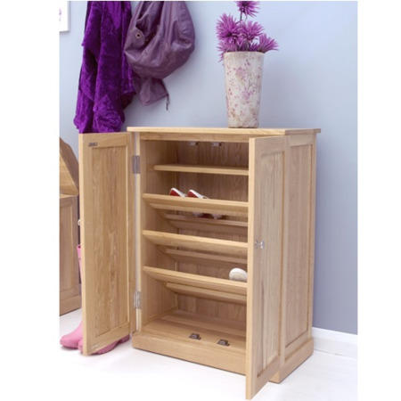 Baumhaus Mobel Solid Oak Shoe Storage Cabinet - 15 Pairs | Furniture123