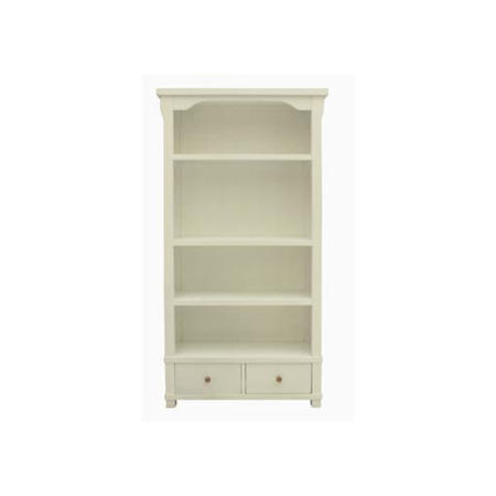 Baumhaus Hampton White Solid Ash 4 Shelf 2 Drawer Bookcase