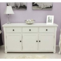 Baumhaus Hampton White Solid Ash 3 Door 3 Drawer Sideboard