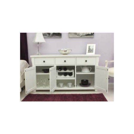 Baumhaus Hampton White Solid Ash 3 Door 3 Drawer Sideboard