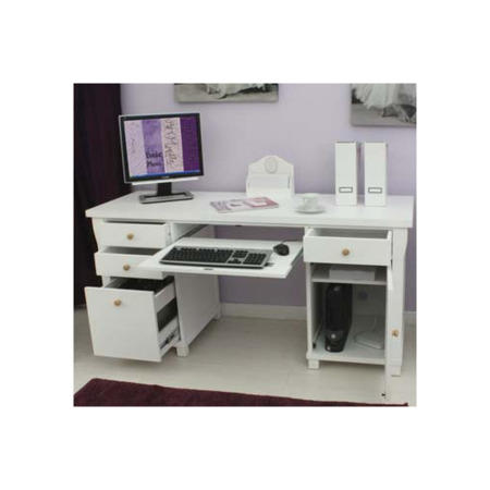 Baumhaus Hampton White Solid Ash Twin Pedestal Desk