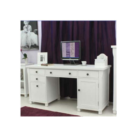 Baumhaus Hampton White Solid Ash Twin Pedestal Desk