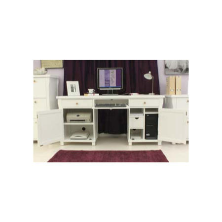 Baumhaus Hampton White Solid Ash Twin Pedestal Hideaway Desk