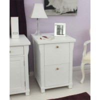 Baumhaus Hampton White Solid Ash 2 Drawer Filing Cabinet
