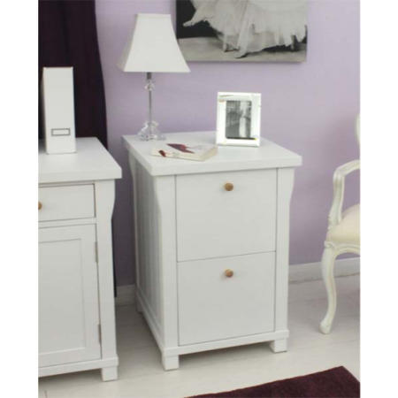 Baumhaus Hampton White Solid Ash 2 Drawer Filing Cabinet