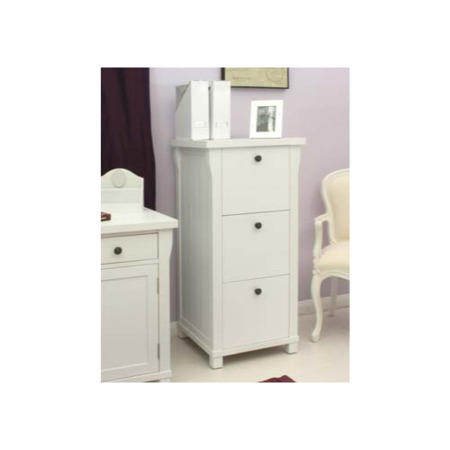 Baumhaus Hampton White Solid Ash 3 Drawer Filing Cabinet