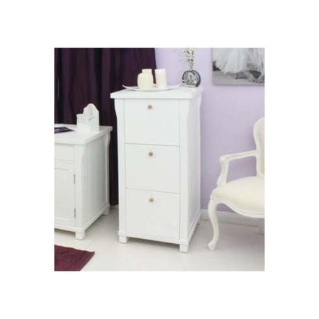 Baumhaus Hampton White Solid Ash 3 Drawer Filing Cabinet