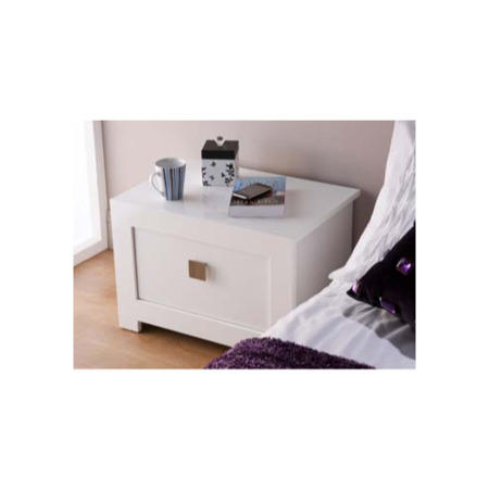 World Furniture Bari High Gloss White Bed and Bedside Chest Set - single bed with 1 bedside chest